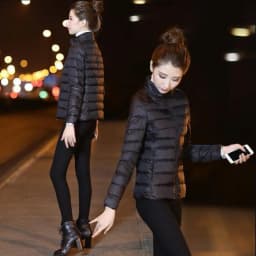 Women's Short Lightweight down Cotton Jacket Black Hooded Coat Autumn Winter Outerwear Large Size Comfortable Warm Coat
