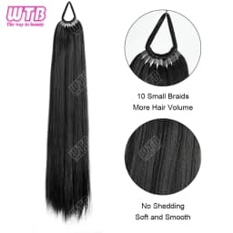 WTB Synthetic Braided Wig 24 Inch Corn Perm Curly Hair Ponytail Braided Wig Daily Wear Curly Ponytail