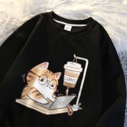 Work Cats That Cannot Do Without Coffee Womens Hoody Loose Comfortable Hoodies Harajuku Fleece Hoodie Fashion Autumn Men Top