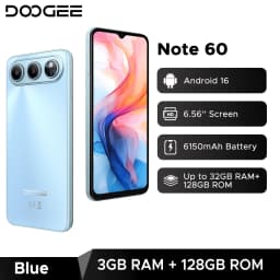 DOOGEE Note 60 Smartphone 6150mAh Battery 6.56'' Display 32GB(3+29) 128GB 13MP Main Camera UNISOC T7225 Android 16 Mobile Phone