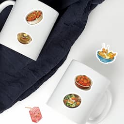 46pcs Korean Food Pattern Stickers for Notebooks, Water Bottles, Suitcases, Food Festivals, Restaurants, Children Stickers