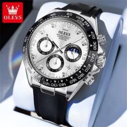 OLEVS 2875 Original Luxury Brand Quartz Watch for Men Silicone Strap Chronograph Auto Date Waterproof Moon Phase Man Sport Watch