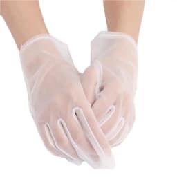 Transparent Ultra Thin Wedding Bridal Elasticity Mesh Short Gloves Women Black White Etiquette Party Pageant Perform Prom Gloves