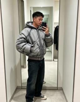 Vintage Goth Men Washed Gradient Bomber Jacket Oversized Hooded Padded Coat Y2K Loose Cropped Outerwear Winter Streetwear Jacket