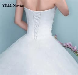 Customized New Luxury Beading Brush Train Lace Up Wedding Dress Sexy Strapless Applique Plus Size Bridal Gown Vestido De Noiva