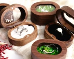 Personalized Custom Wooden Wedding Ceremony Ring Box Clear Personalized Engraved Engagement Proposal Holder Bridal Gift For Her