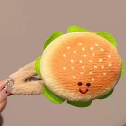 1/4PCS Plush Food - Themed Hair Clips Set, 4- Piece Bread, Burger & Pastry Designs, Cute Hairpins for Kids' Hairstyles