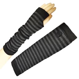 Men Women's Summer Winter Long Knitted Stripe Hip-Hop Emo Gothic Lolita Black Fingerless Gloves Girls Boys Arm Warmers Gloves