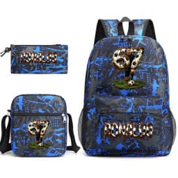 Cr7 Ronaldo 67 Print School Backpack Set with Shoulder Bag & Pencil Case for Teens Kids Lightweight Daypack