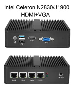 Fanless Mini PC Soft Router Intel Celeron J6412 J4125 J1900 N2830 N150 4x Ethernet 2.5G Intel I226V NIC Friewall Appliance