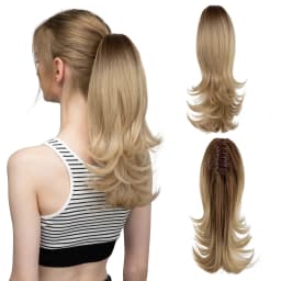 Synthetic Claw Clip In Ponytail Hair Extensions 14 Inch Wavy Hairpiece Fake Blonde Black Hair False Pigtail With Elastic Band
