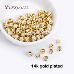 5 Sizes Round Spacer Beads 18K Gold Plated Brass Metal Beads Cut Pattern Separators Beads For DIY Handmade Jewelry Accessories