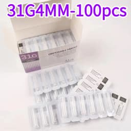 100PCS 25G 30G 32G 33G 34GPainless Needle 4/6/13mm Beauty Ultrafine Piercing Transparent Syringe Injection Glue Clear Tip Cap