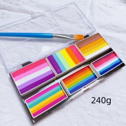 2 in 1 Professional Face Paint 12 Rainbow Kit Water Activated Eyeliner Body Art Pressing Face Painting Palette