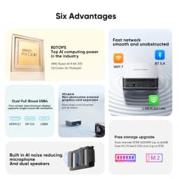 MINISFORUM Mini PC AI X1 AMD Ryzen AI 9 HX 470 370 R7 255 2*USB4 OCuLink Built-in Dual Speaker Desktop Gaming PC Computer WiFi7