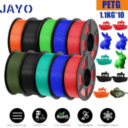JAYO 10 Rolls PETG Filament 175mm 3D Printing No Bubbles No Drawing Smooth Multiple Colors Optional for 3D Printing 1.1kg/1roll