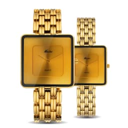 Hot Trend Watch with Simple Large Dial, Gold Black Square Quartz for Women and Men, Steel Strap, Waterproof for Women and Clock