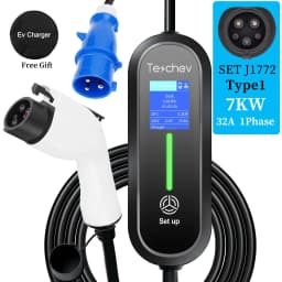 Teschev Portable EV Charger Type2 IEC 62196 Electric Car Charger 3.5KW 16A 1Phase EVSE Fast Charging Wallbox EV Charging Station