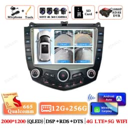 Android 15 For Honda Accord 7 2003 - 2007 Head Unit Stereo Autoradio Navigation 4G LTE 5G WIFI DSP Car Radio Qualcomm AUTO BT