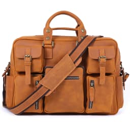 Vintage Men's Full Grain Leather Briefcase 16 Inch Laptop Messenger Bag Genuine Leather Business Travel Crazy Horse Leather Hand