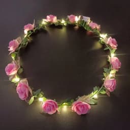 Elegant Simulation Rose Flower Wreath Headband Luminous Tiara Flower Crowns LED Light Garland Glowing Wreath Wedding