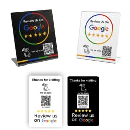 NFC Stand 215 Programmable QR Code TAP Google Review Acrylic Stickers Card NFC Station Table 13.56Mhz Waterproof NFC Review Card