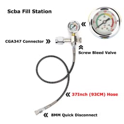 Scba Fill Station Charging Adapter For CGA347 SCBA SCOTT MSA Tank With Hose Gauge Quick Disconnect
