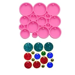 Shiny Round Circle Silicone Keychain Mold Many Circles Tiny Resin Epoxy Mold for DIY Earrings Craft 5 /3.3/2.3/1.7/1.2cm