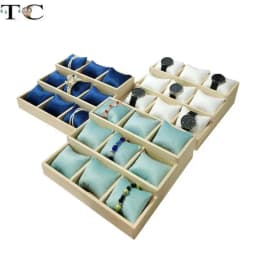 Solid Wood Three-Tiered Tray Bracelet Watch Necklace Pearl Bracelet Pillow Tray Jewelry Storage Rack