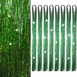 Gold and Silver Hair Sequin Set with 8 Pieces of 1600 Strands of Sparkling Hair for Christmas and Halloween Parties