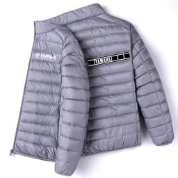 Men Yamaha Racing Graphic Light Puffer Jacket Stand Collar Zip Up Warm Motorcycle Biker Windproof Coat Winter Casual Outerwear
