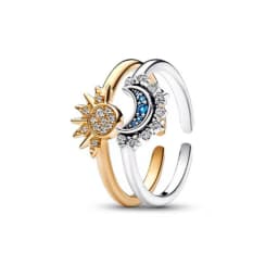 YILUOCD Sparkling Sun and Moon Adjustable Couple Rings CZ Open Promise Ring 2024 New Style Stackable Engagement Jewelry Day Gift