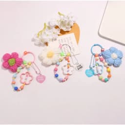 Colorful Bag Pendant Keychain Handmade Knitted Five-petaled Flowers Handbag Charm Acrylic Purse Decoration Attractive Keyring