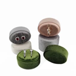 Flannel Jewelry Box Oval Ring Box Simple and Exquisite Velvet Jewelry Box Double Rings Box for Wedding Gift Wrap Packaging