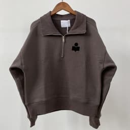 New style jacket for niche women, plush semi high neck zipper, loose fleece, pure cotton sweater