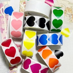 500Pcs Chroma Labels Stickers Color Code Dot Labels Stickers 1 Inch Heart Red, ,Yellow,Blue,Pink,Black,Stationery Stickers