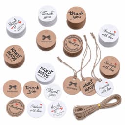 100pcs Vintage Round Paper Gift Tags Blank Thank You And Handmade Labels On The Back For Small Business Packaging With Twine