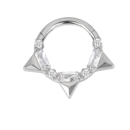 ASTM F136 Titanium EAR PIERC Nose Ring Teeth Tip CZ Ring Hoop Nose Rings Hinged Clicker Earring Ring factory Body Piercing