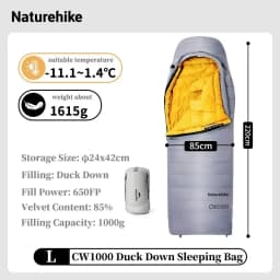 Naturehike CW400 Sleeping Bag Winter Lightweight 650FP Duck Down Sleeping Bag Ultralight Waterproof Hiking Camping Sleeping Bag