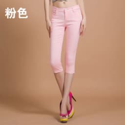 Slim Fit Candy Colored 7/9 Length Pants Women's Summer Thin Elastic Trousers Cotton Blend Base Layer Pants for Young Women