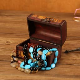 Hot-Selling Antique Retro Wooden Crystal Packaging Box with Green Stone - Yuan Datou Jewelry Storage Box