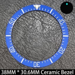 Sloping 38mm * 30.6mm Ceramic/Aluminum Blue Luminous Bezel GMT and Diving Watch Insert Fit for 40mm Watch Case Replacement Watch