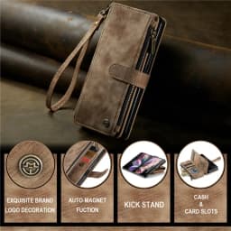 CaseMe Flip Leather Phone Case For Samsung Galaxy Z Fold 8 7 6 5 4 3 S26 Ultra S25 FE S24 Plus S23 S22+ Zipper Wallet Card Cover