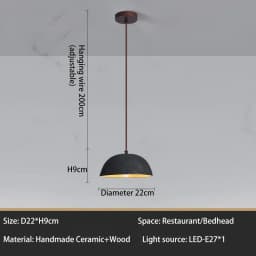 Classical Ceramic Pendant Light Coffee Shop Light Shop Lighting Tea Room Bar Table Lamp Retro LED Wooden Small Chandelier