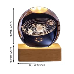 Unique 3D Crystal Ball Night Light Led Lamp Bedside Table Glowing Galaxy Lamp Saturn Planets Moon Children Christmas Gift Toy