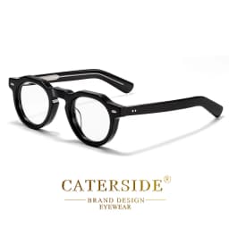 CATERSIDE Vintage Round Men Optical Glasses Frame Acetate High Quality Pin Core Thick Frame Glasses Women Decoration Eyeglasses