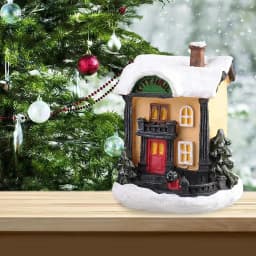 Resin Christmas LED Light Scene Snow House Small Village House Xmas Ornament Glow Decoration New Year Gift 2023
