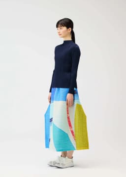 Miyake Pleated Spring And Summer New Product Printed Horizontal Skirt