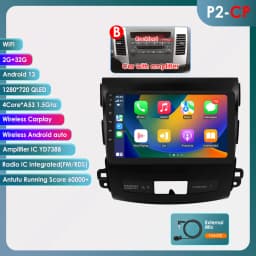 9" Hizpo 2Din Android Auto Car Radio for Citroen C-Crosser Peugeot 4007 Mitsubishi Outlander 2 2005 - 2011 Snapdragon 360° CAM