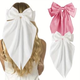 2/3pcs WomenGirls Large Bow Hair Clips, Soft Long-Tailed Bow Hairpins, Vintage Metal Hair Clip Silk Headband, Elegant Hair Acces